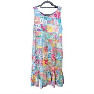 Lilly Pulitzer Kristen Flounce Dress “Pop Up Lilly State Of Mind” Print Cotton